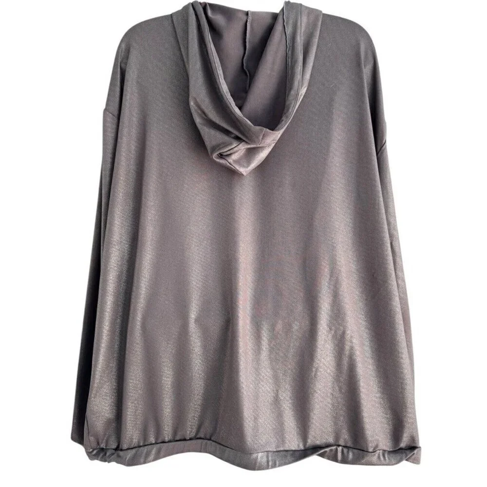 H&M x Coachella Women's Sz L Metallic Silver Hooded Zip Up Jacket Festival